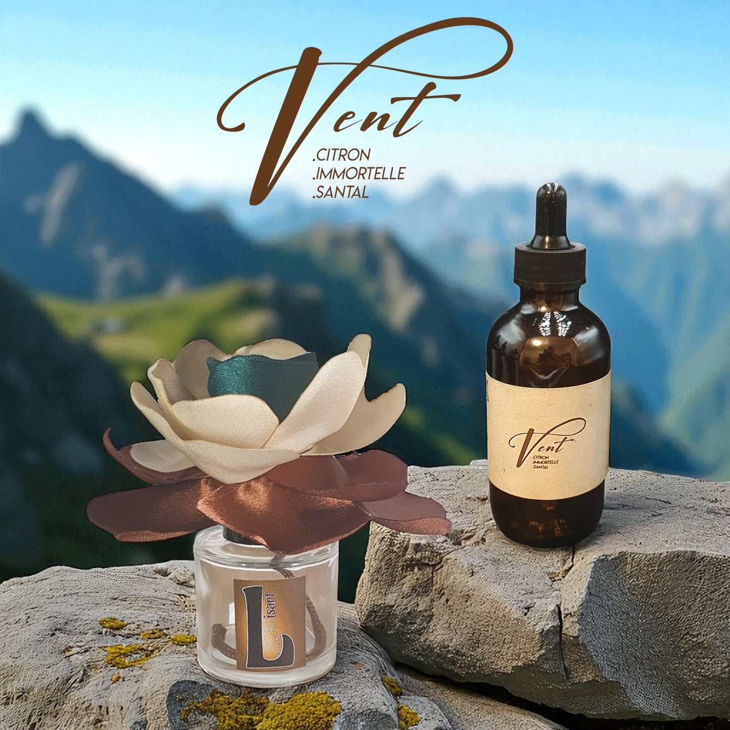 coffret diffuseur fleur KYU avec son parfum d'ambiance naturel vent