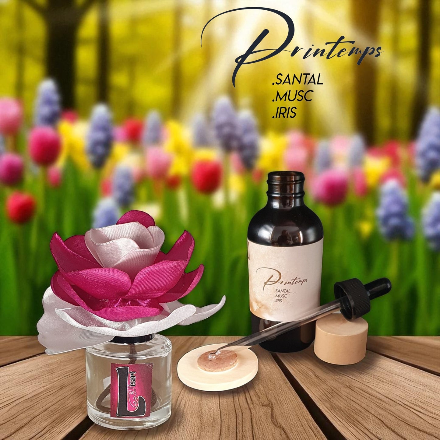 coffret fleur KYU rose avec parfum d'ambiance naturel printemps