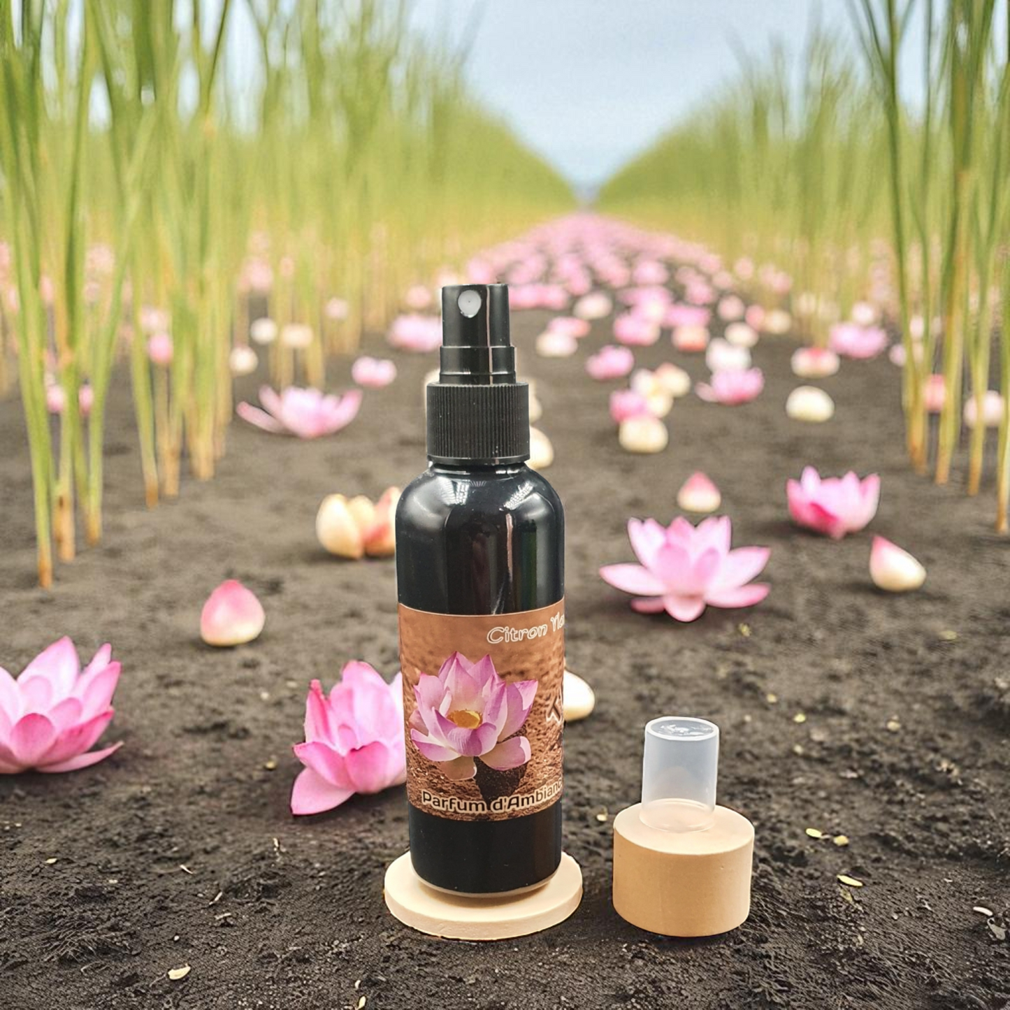 flacon de parfum artisanale en spray terre