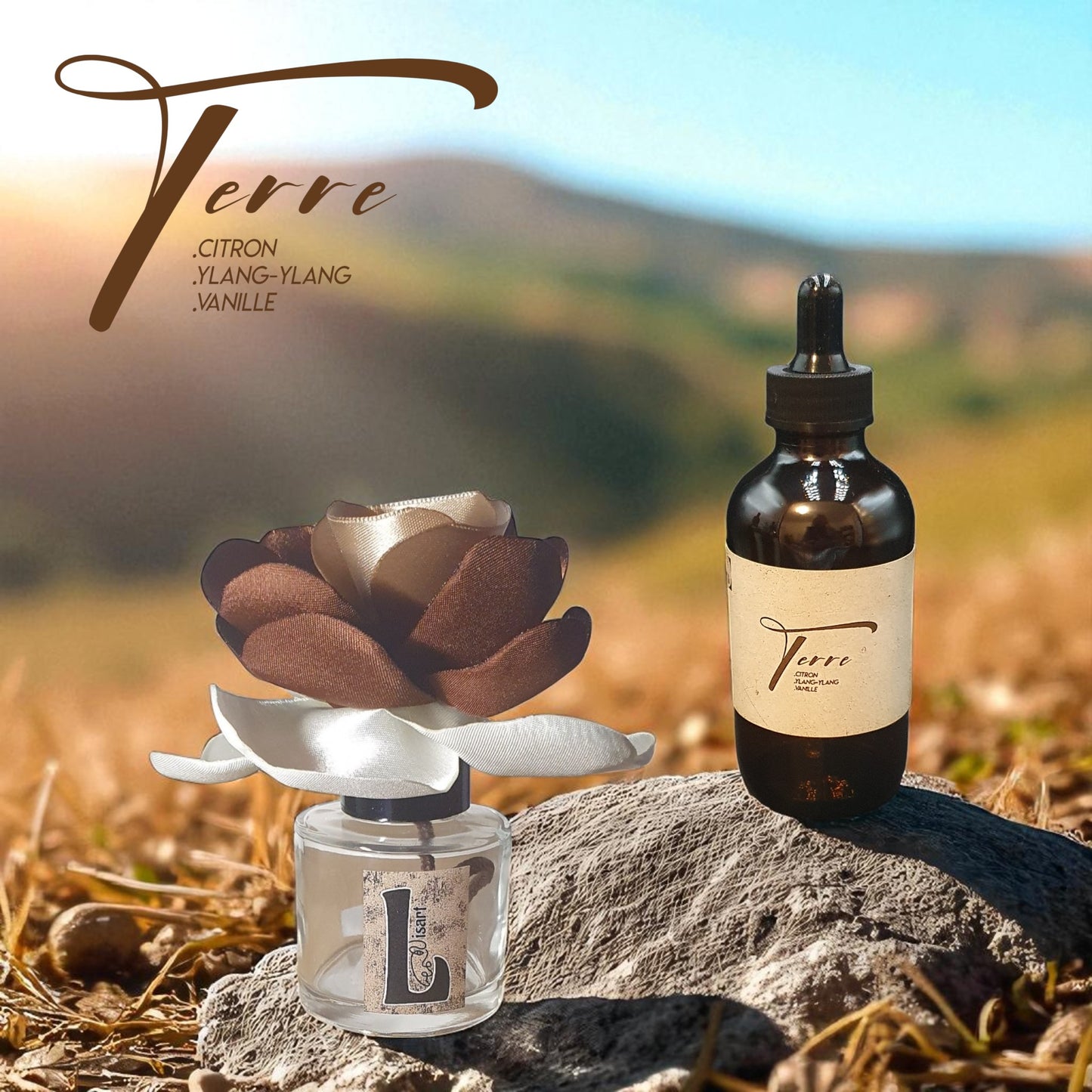 fleur diffuseur fleur KYU avec parfum d'ambiance naturel terre