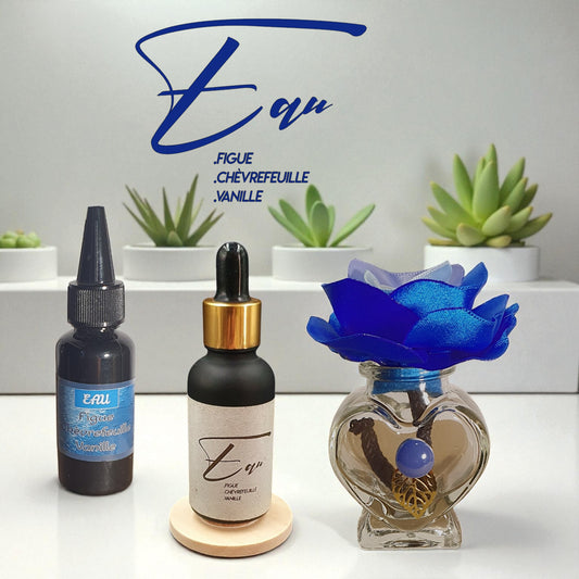 15 coffret ichi avec diffuseur fleur bleu azur flacon parfum d'ambiance et sa recharge