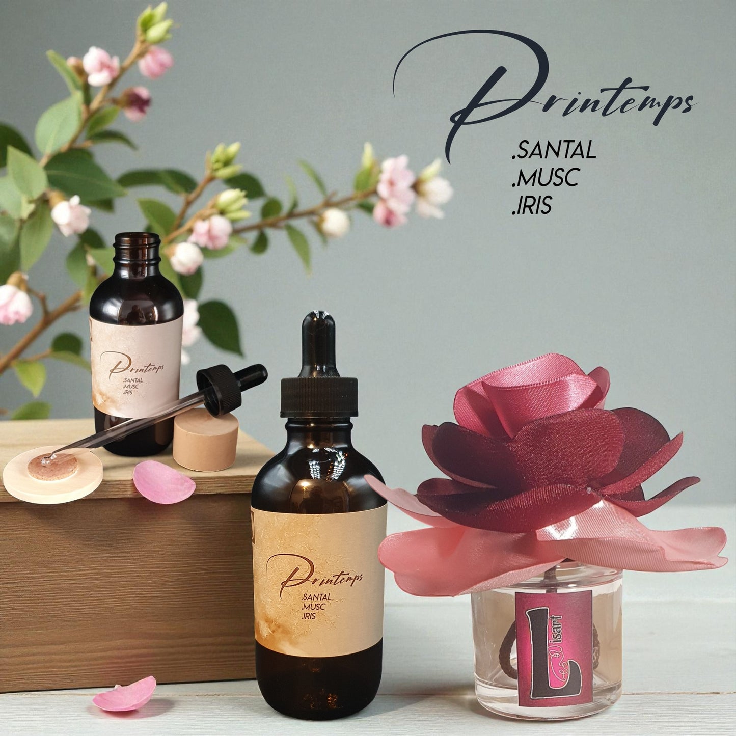 KYU Printemps fragrance set styled in a light, seasonal setting