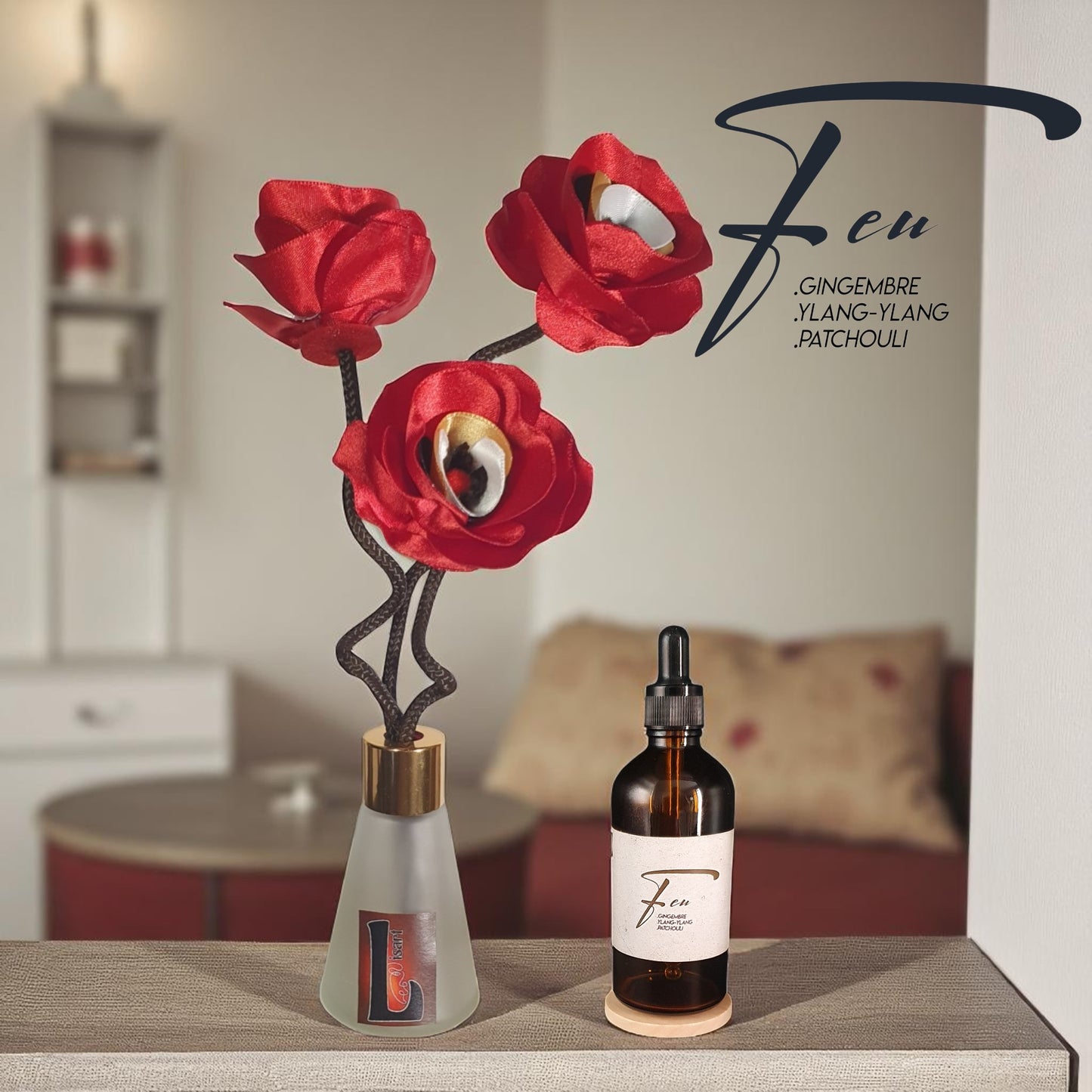 PANJI rouge avec parfum d'ambiance naturel feu