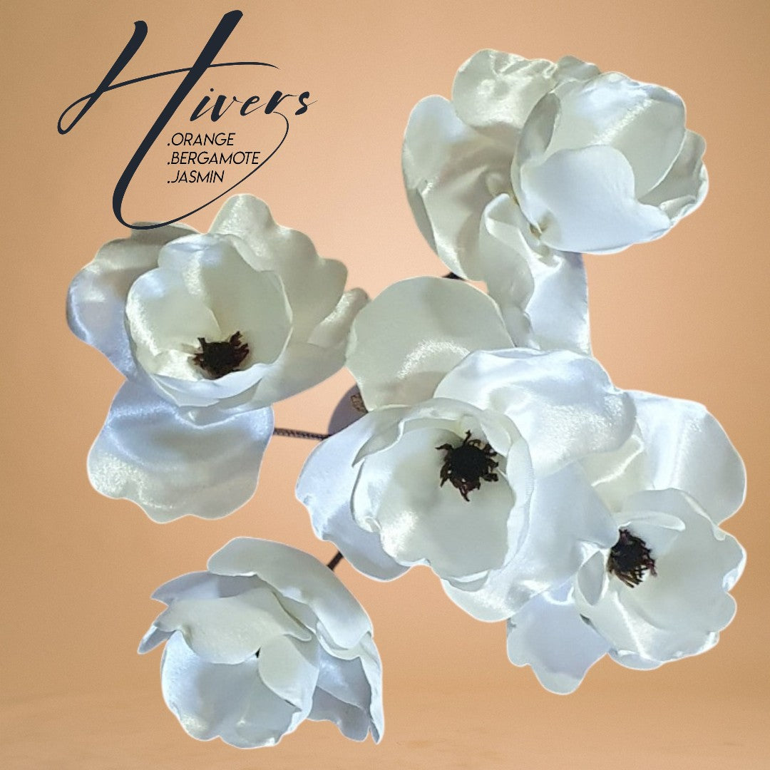 SAN Hivers fleurs blanche en satin parfumées