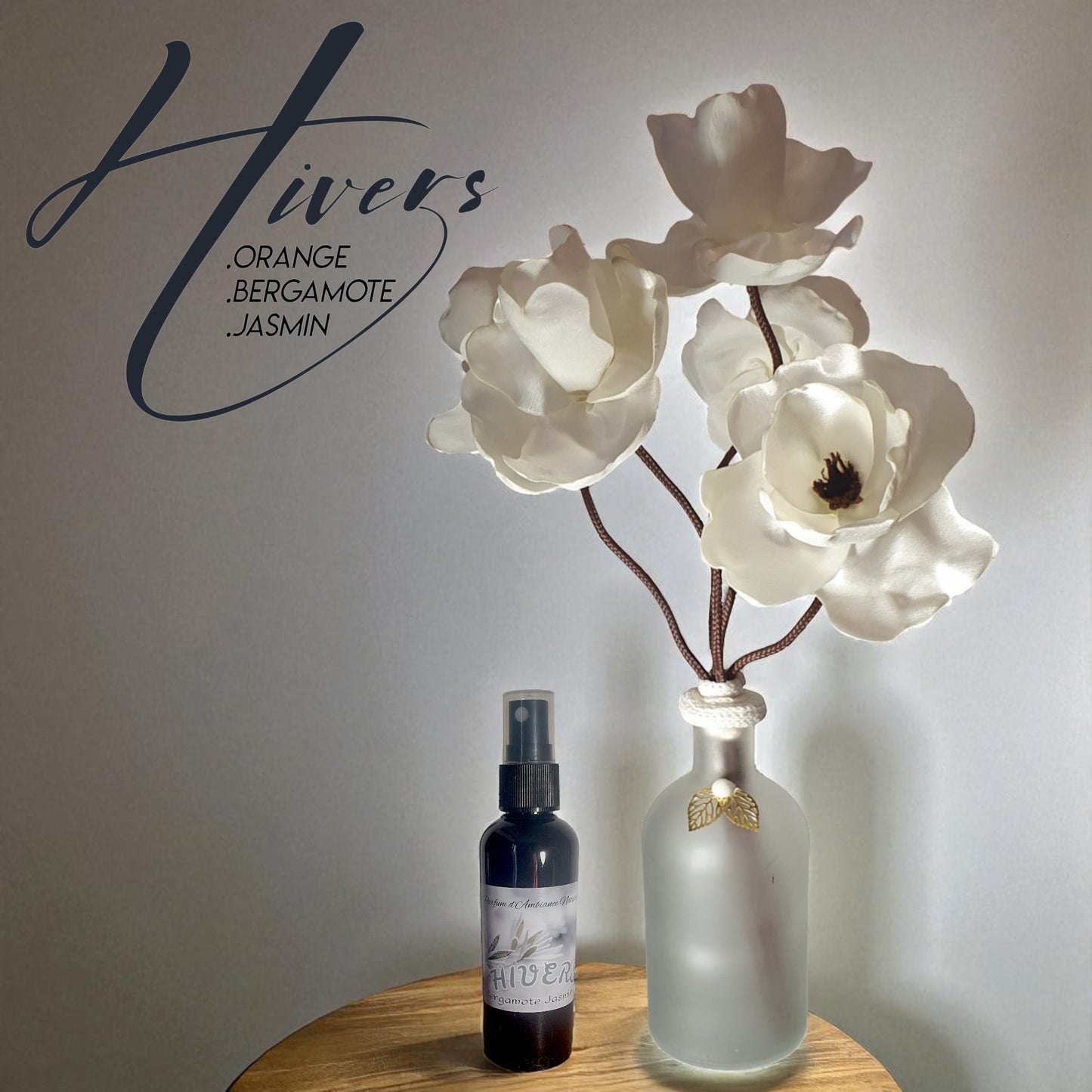 SAN Hivers vase décoratif avec fleurs en satin et parfum d'ambiance