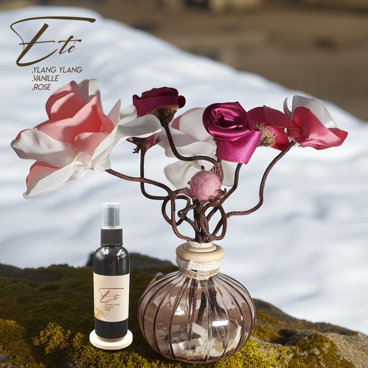 YON Été vase décorative avec son flacon de parfum en spray