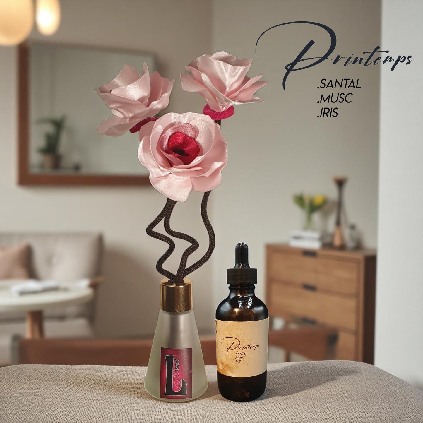 coffret PANJI bouton de rose avec parfum d'ambiance naturel printemps