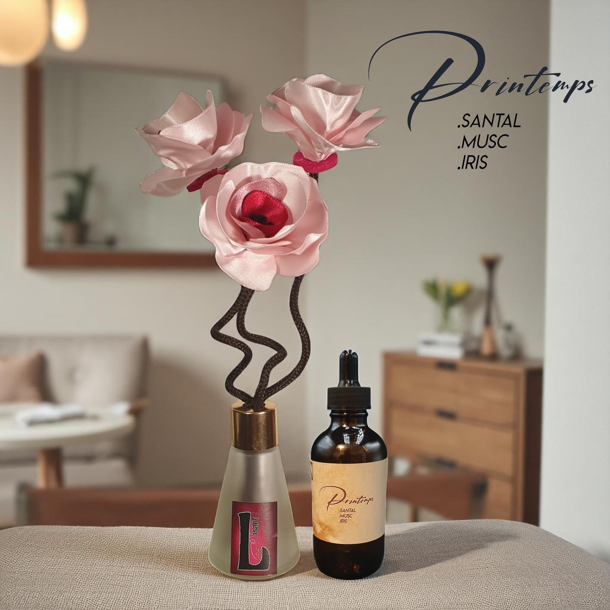 coffret PANJI bouton de rose avec parfum d'ambiance naturel printemps
