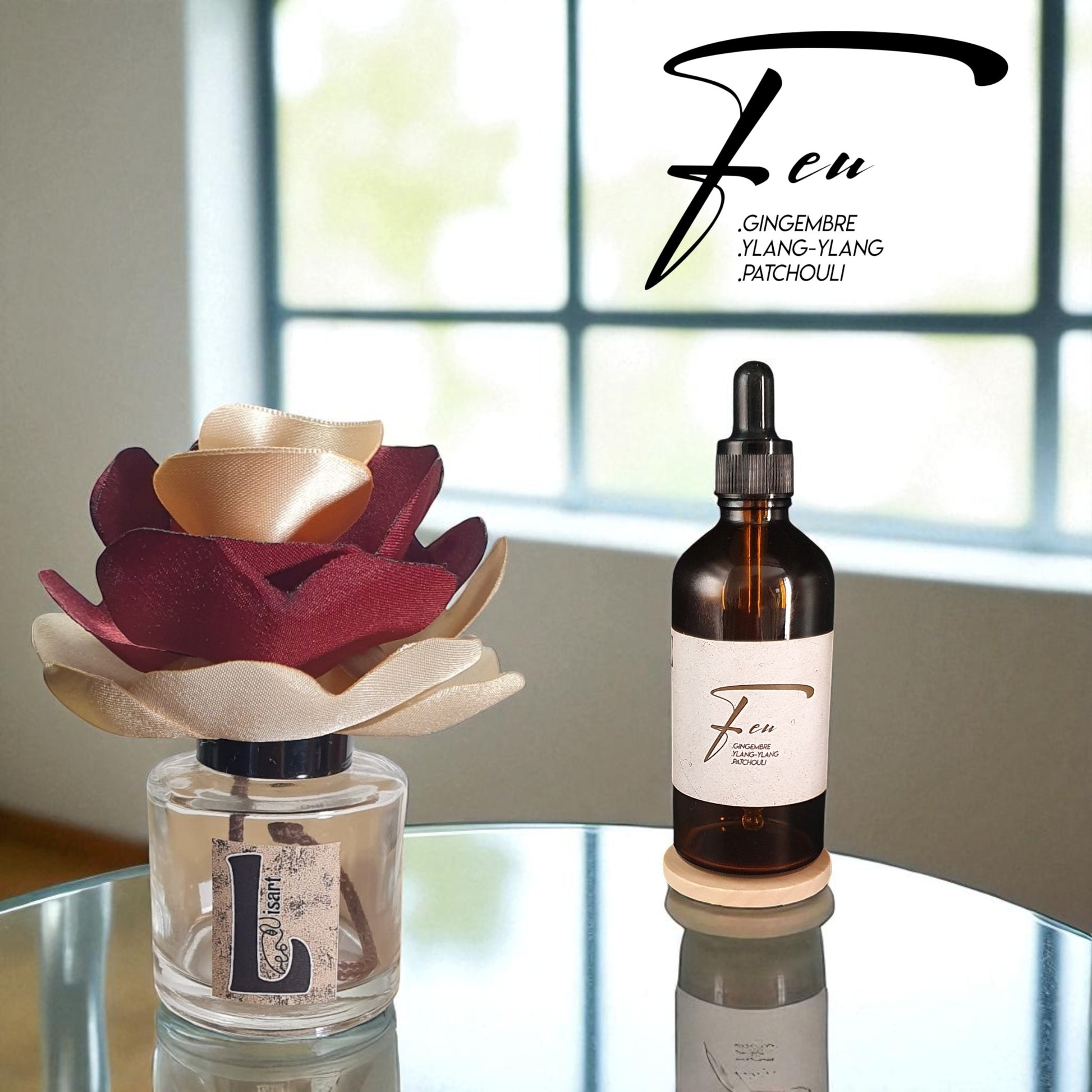  coffret fleur diffuseur KYU avec parfum d'ambiance naturel feu