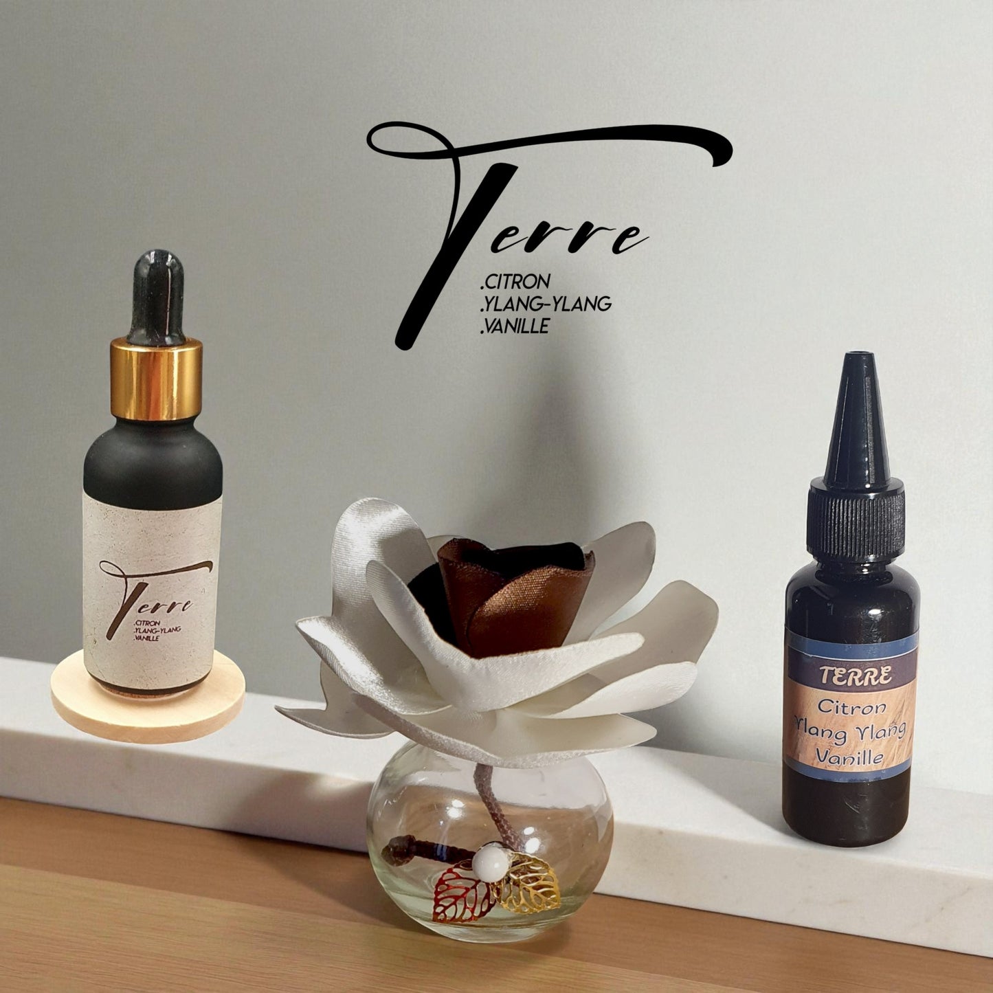 coffret go diffuseur fleur blac marron avec flacon parfum et recharge