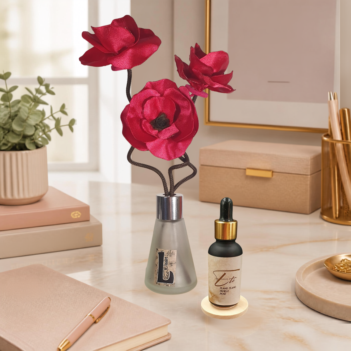 3. Diffuseur PANJI rouge baiser avec parfum d'ambiance naturel | Lisa Art