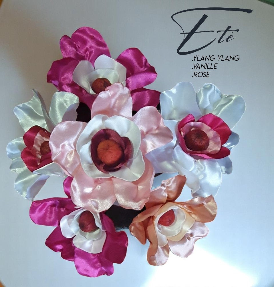 décoration SAN fleurs en satin et parfum artisanal été