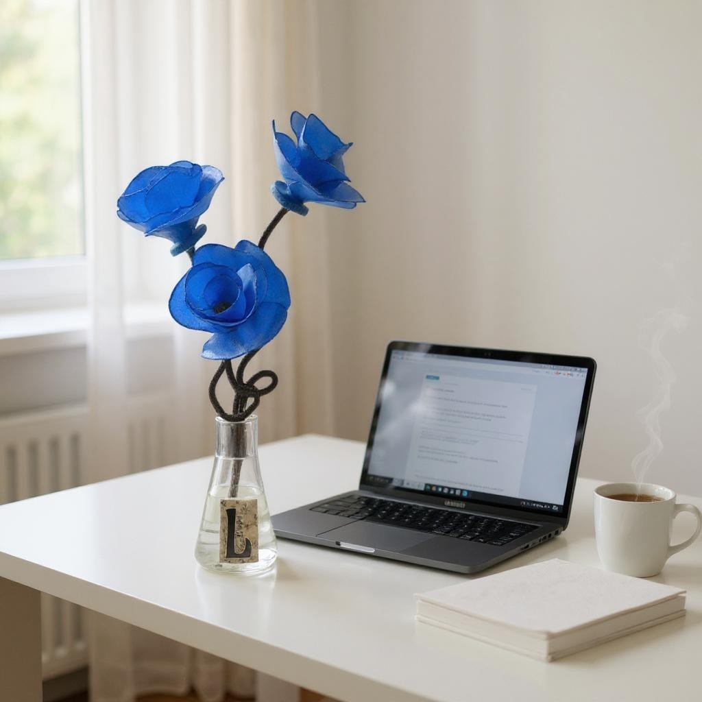 diffuseur fleur PANJI bleu azur avec parfum d'ambiance naturel