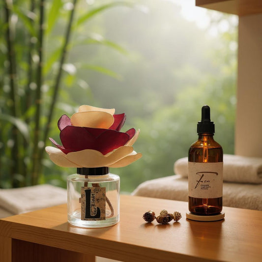 fleur diffuseur KYU avec parfum d'ambiance naturel feu