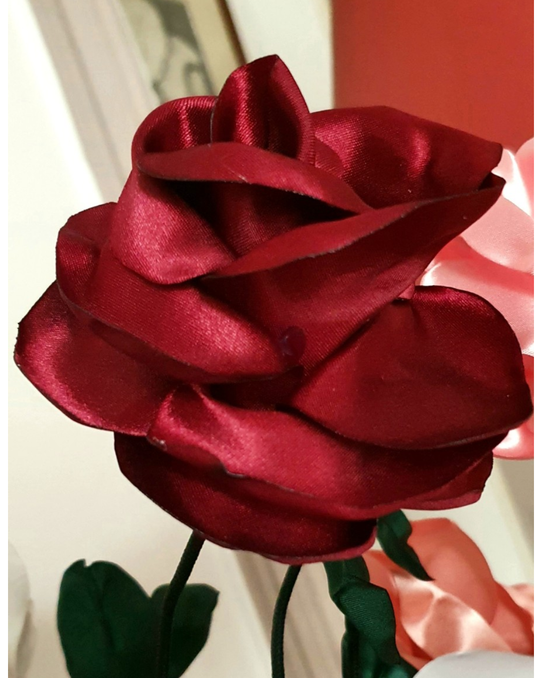 Vase décoratif artisanal l'automne avec fleur en satin | Lisa Art