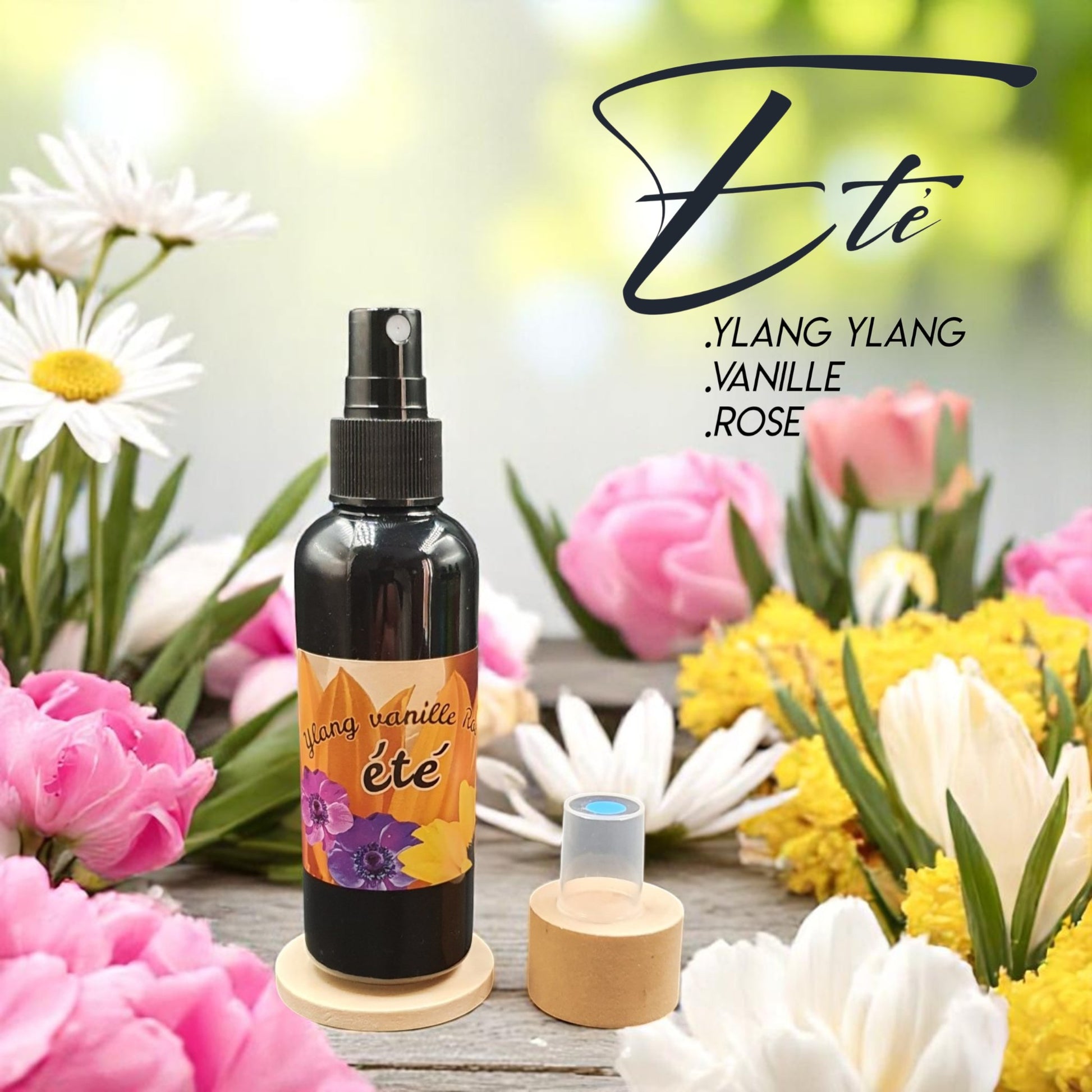 parfum d'ambiance naturel en  flacon spray été