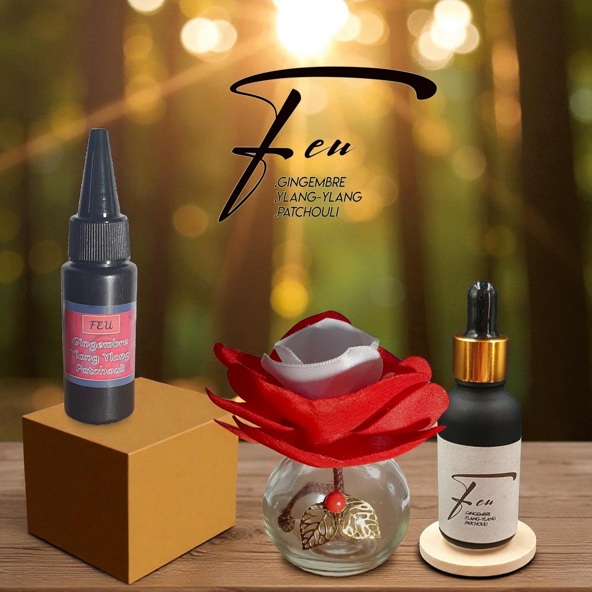 GO Feu perfume bottle with bold warm fragrance