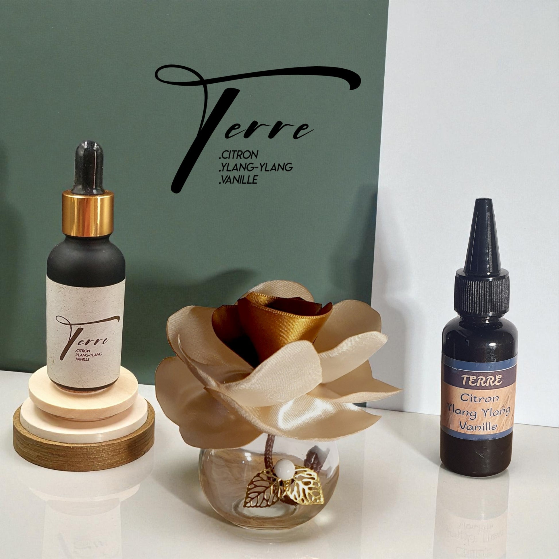 GO Terre perfume bottle highlighting deep, natural notes